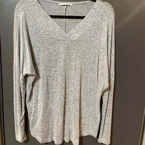 Gray V-Neck Top